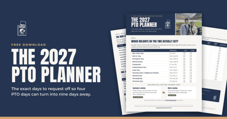 2027 PTO calendar showing nine windows where four PTO days give nine days off